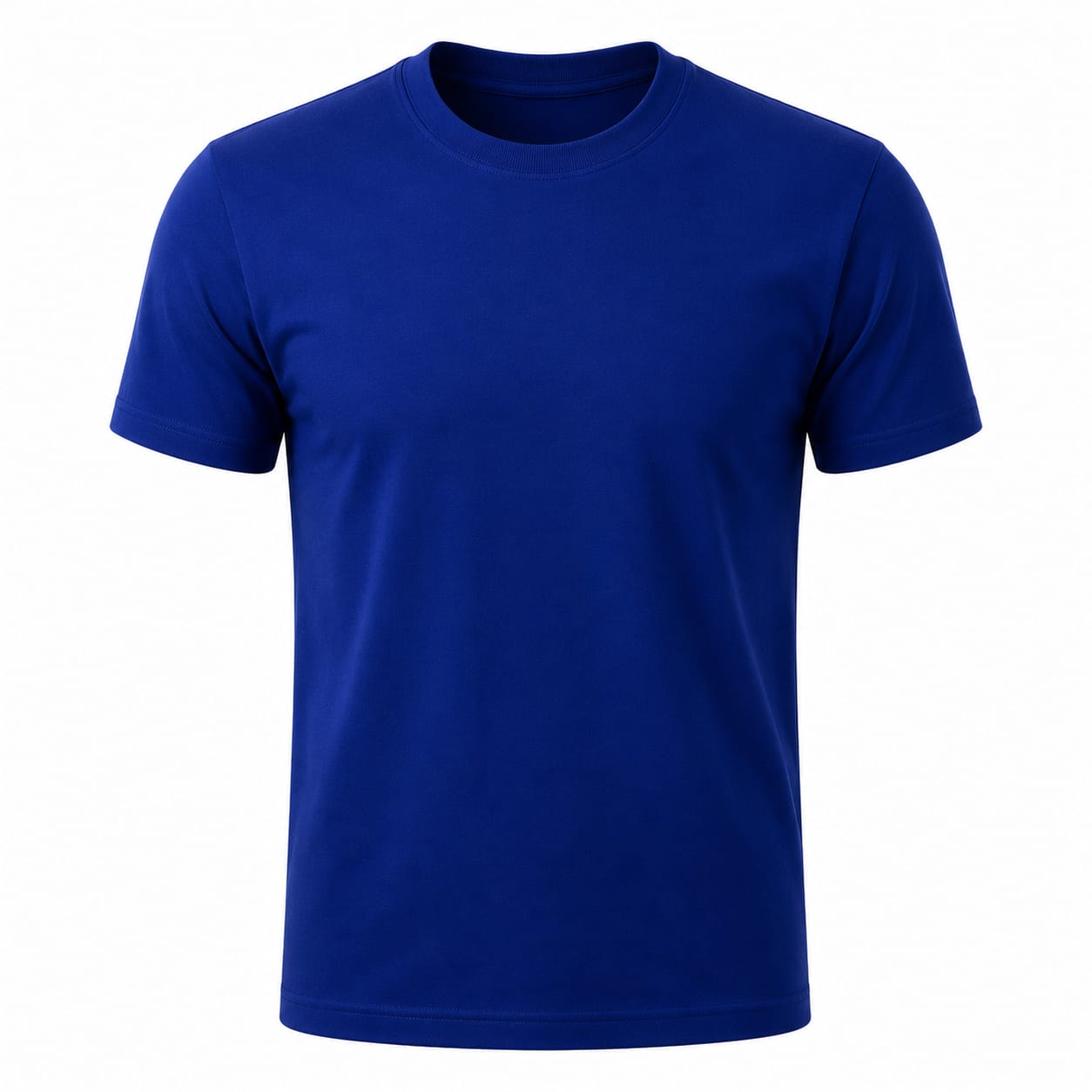 100% Cotton Plain T-Shirt – Azure Blue Flatlay